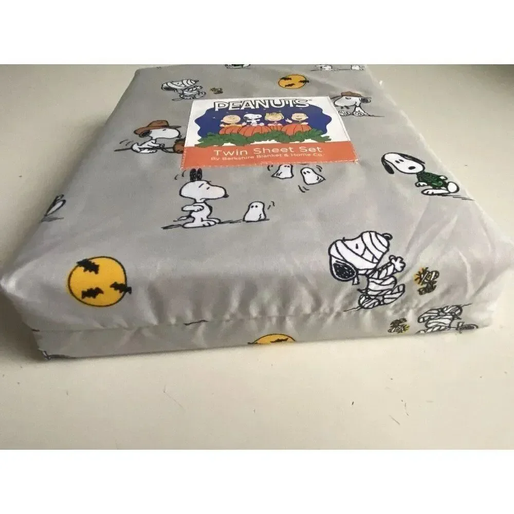 Peanuts Snoopy Halloween TWIN‎ Sheet Set Pumpkin Cactus Cowboy Pumpkin NEW